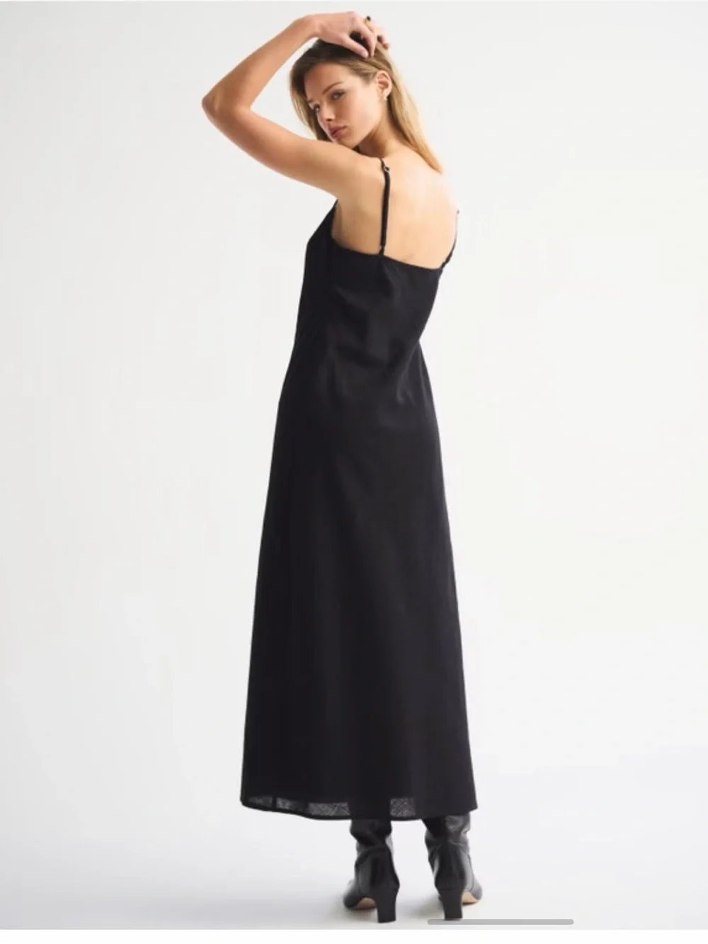 Abercrombie & Fitch Black Square-Neck Maxi Slip Dress